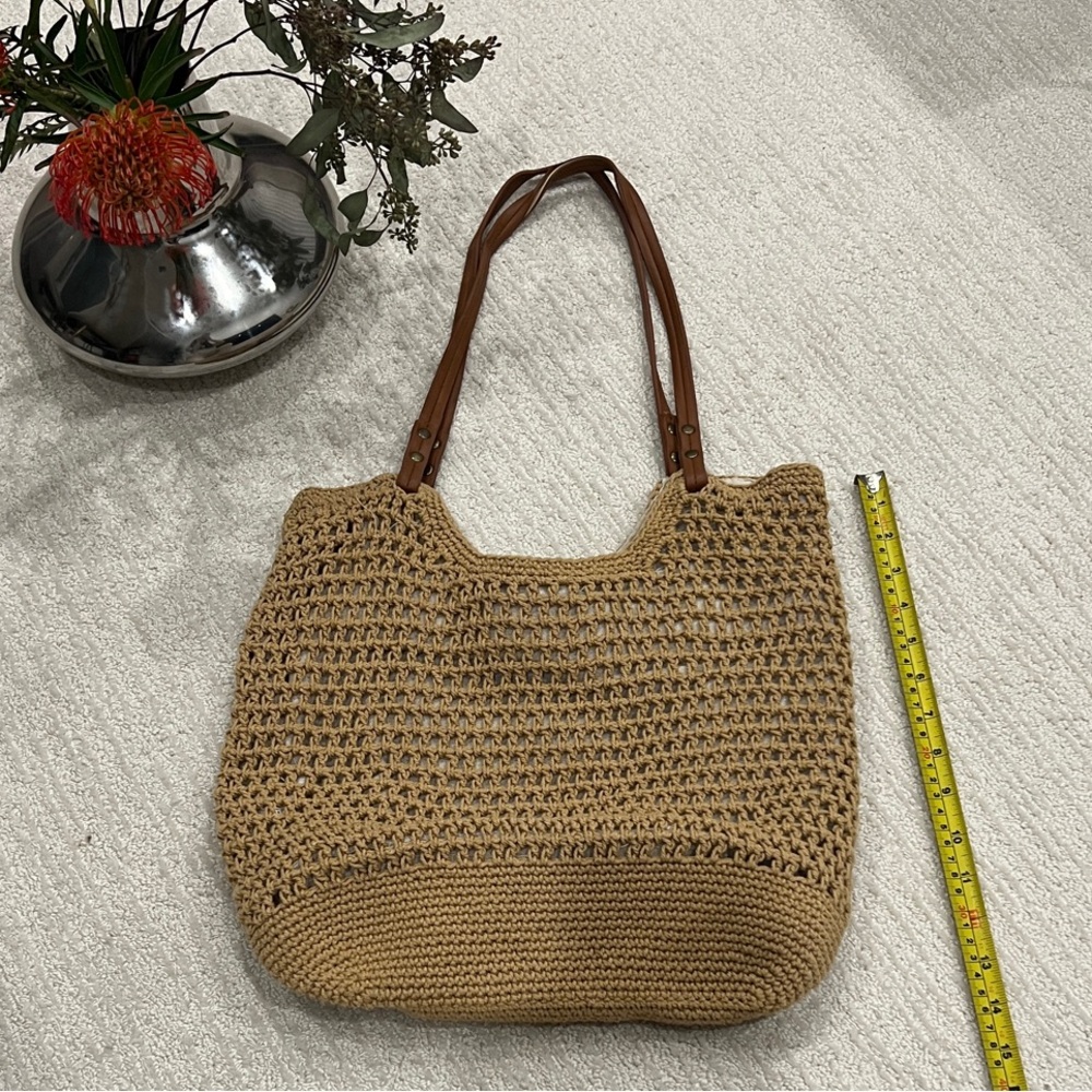 Tan Woven Tote Bag